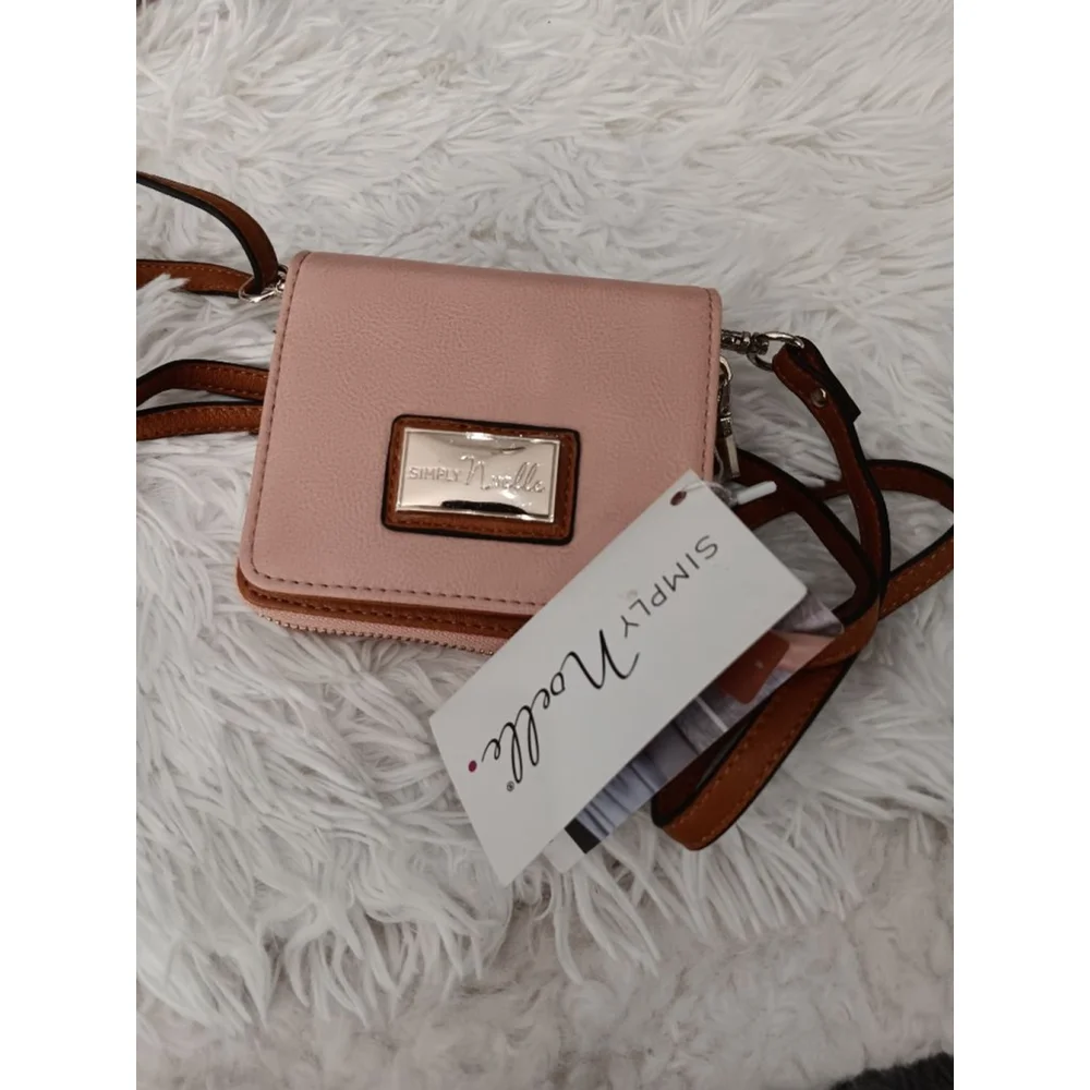 Simply Noelle Blush Pink Faux Leather Crossbody Wristlet Wallet Adjustable Strap